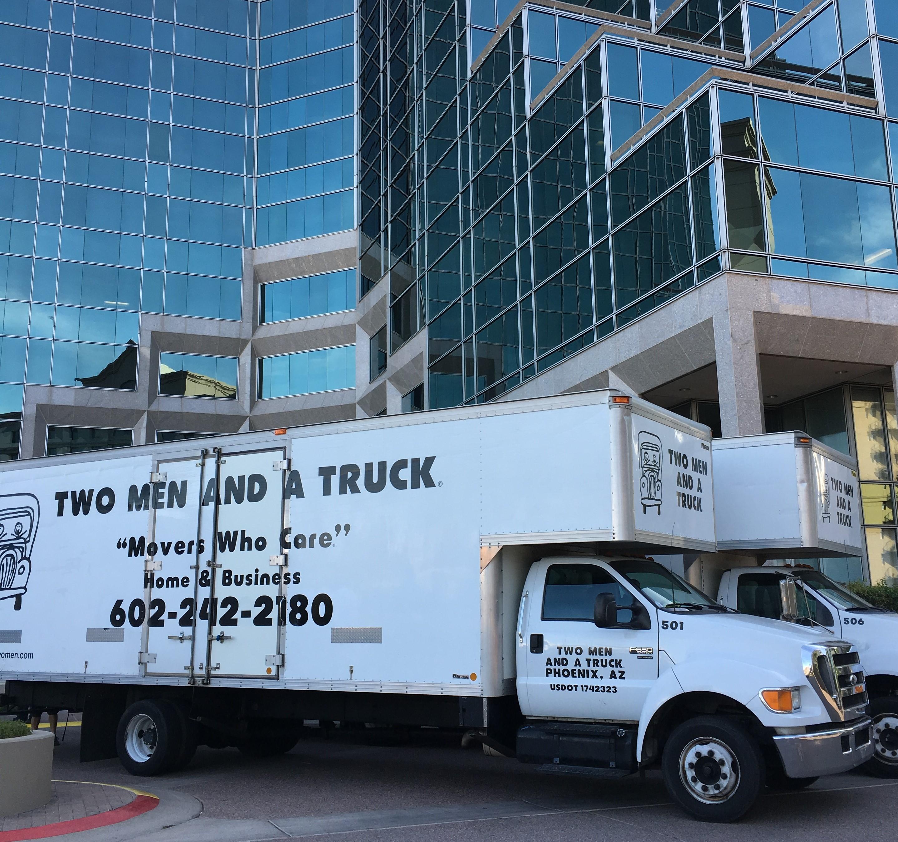 ​TWO MEN AND A TRUCK Moving Company Trucks on the job
